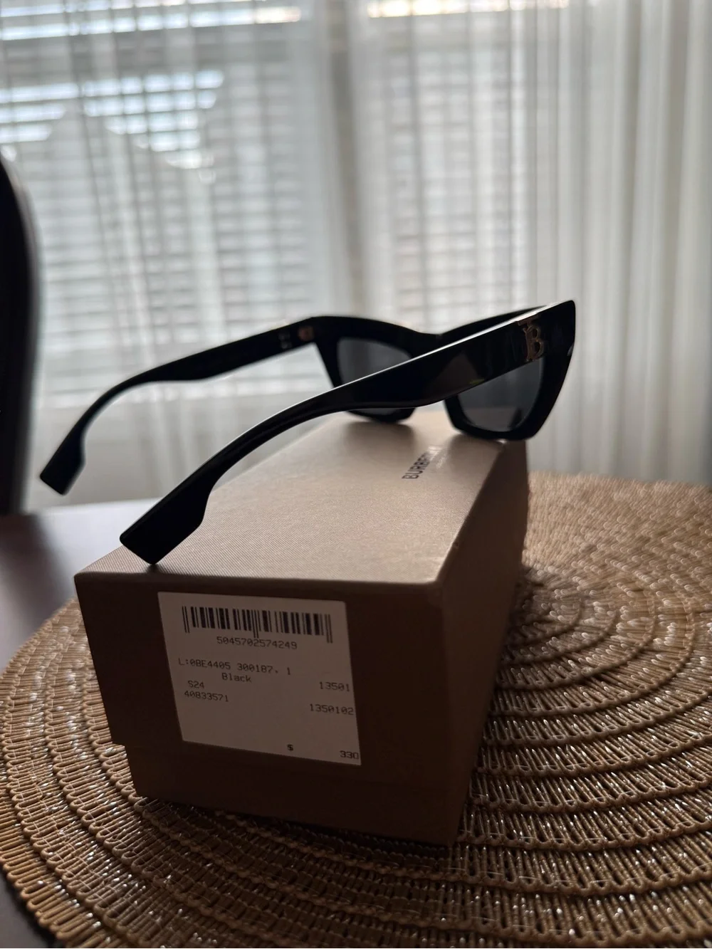 Burberry Black Sunglasses with Gold TB Logo